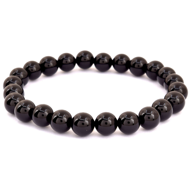 Black Chalcedony Smooth Beaded Stretch Bracelet — View 6