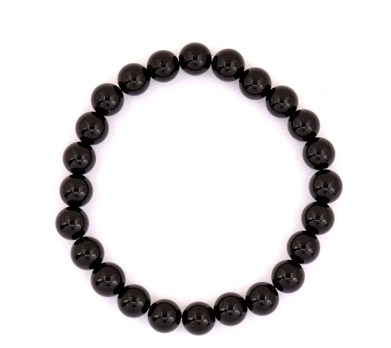 Black Chalcedony Smooth Beaded Stretch Bracelet — Main view