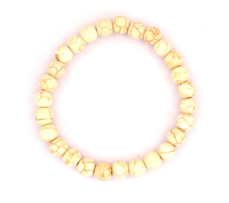 White Magnesite Smooth Beaded Stretch Bracelet — View 6