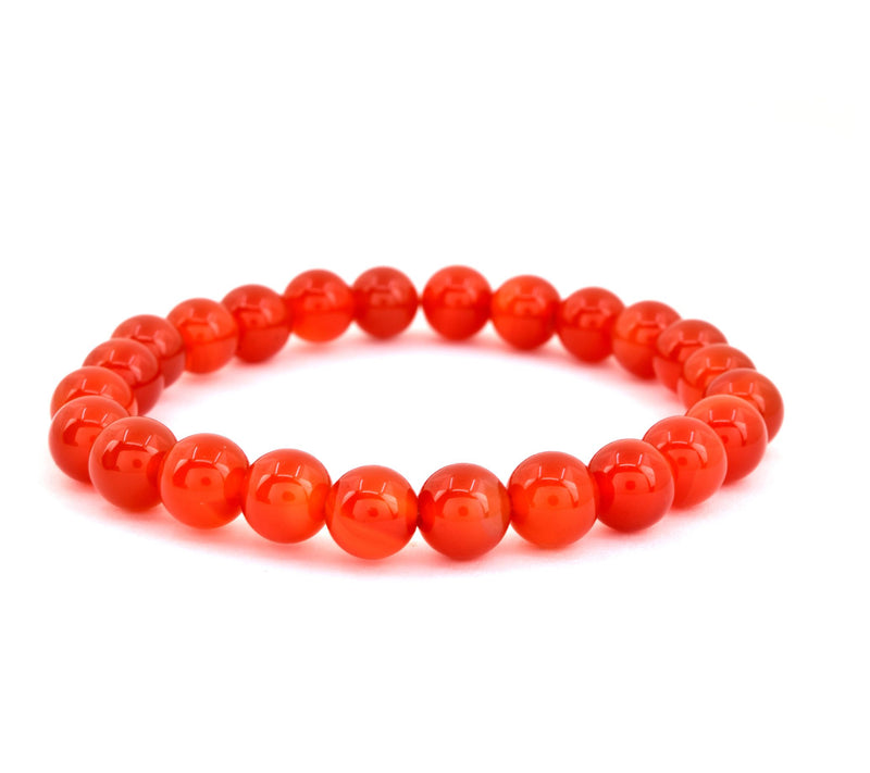 Orange Chalcedony Smooth Beaded Stretch Bracelet — View 5