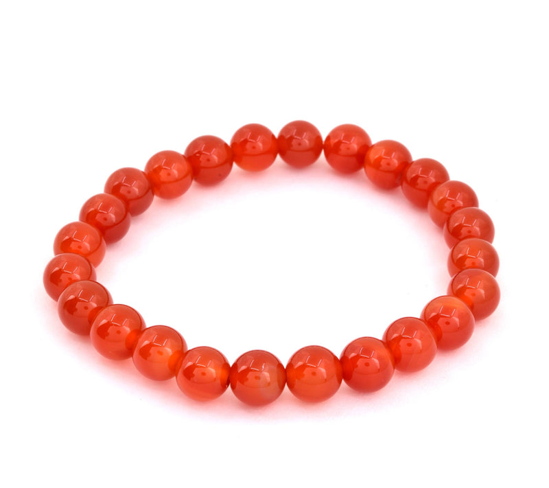 Orange Chalcedony Smooth Beaded Stretch Bracelet — View 6