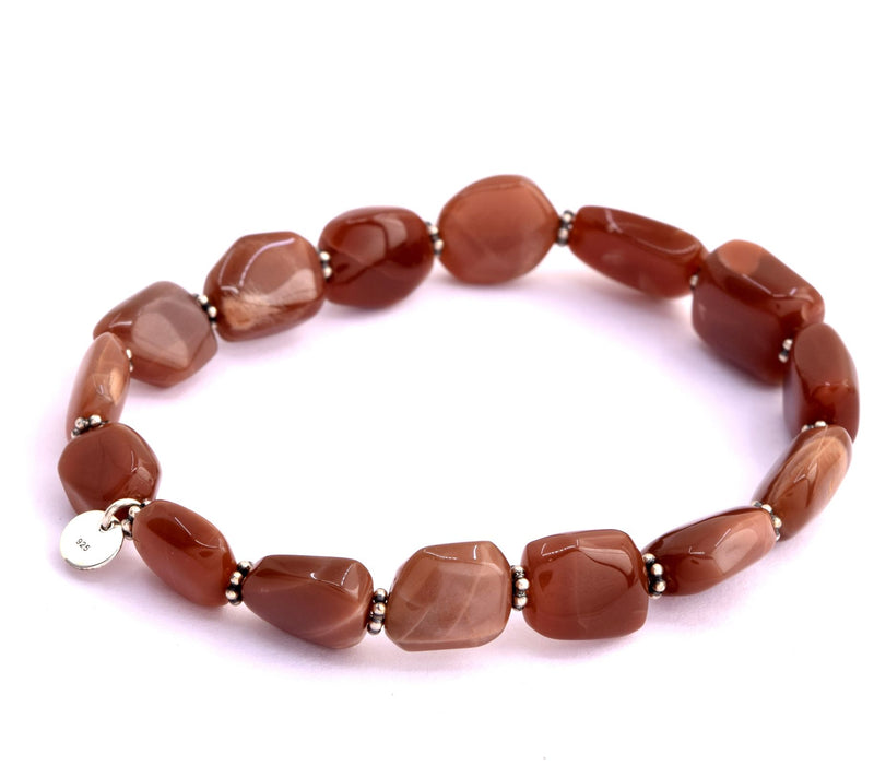 Chocolate Moonstone Smooth Beaded Stretch Bracelet — View 4