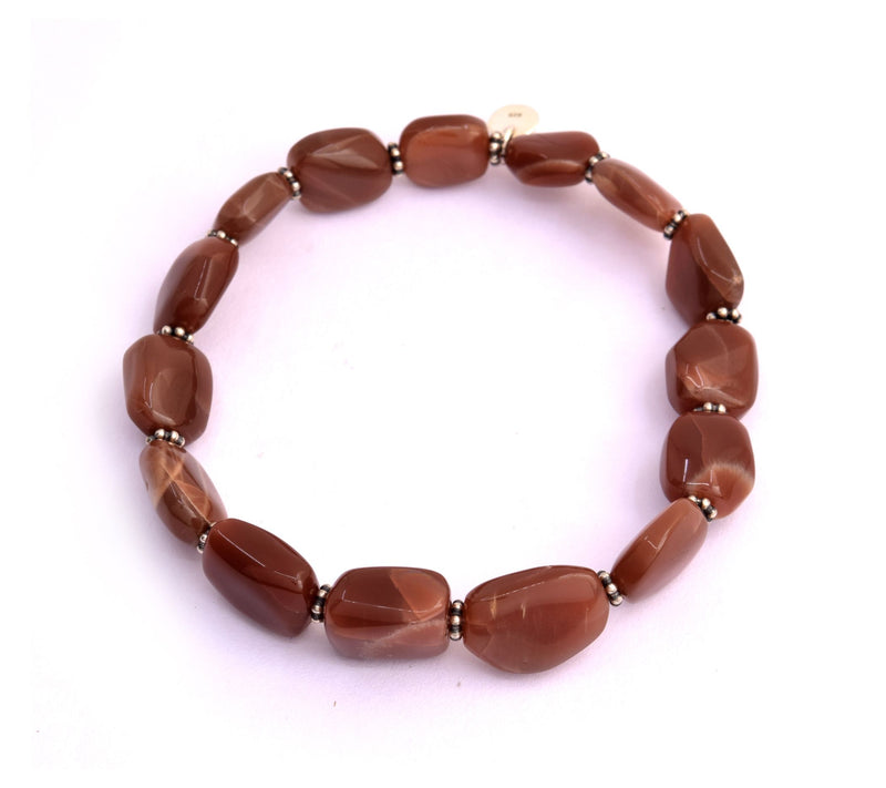 Chocolate Moonstone Smooth Beaded Stretch Bracelet — View 2