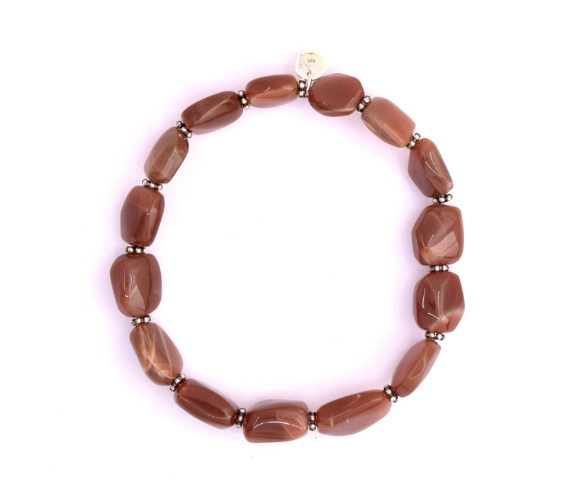 Chocolate Moonstone Smooth Beaded Stretch Bracelet — Main view