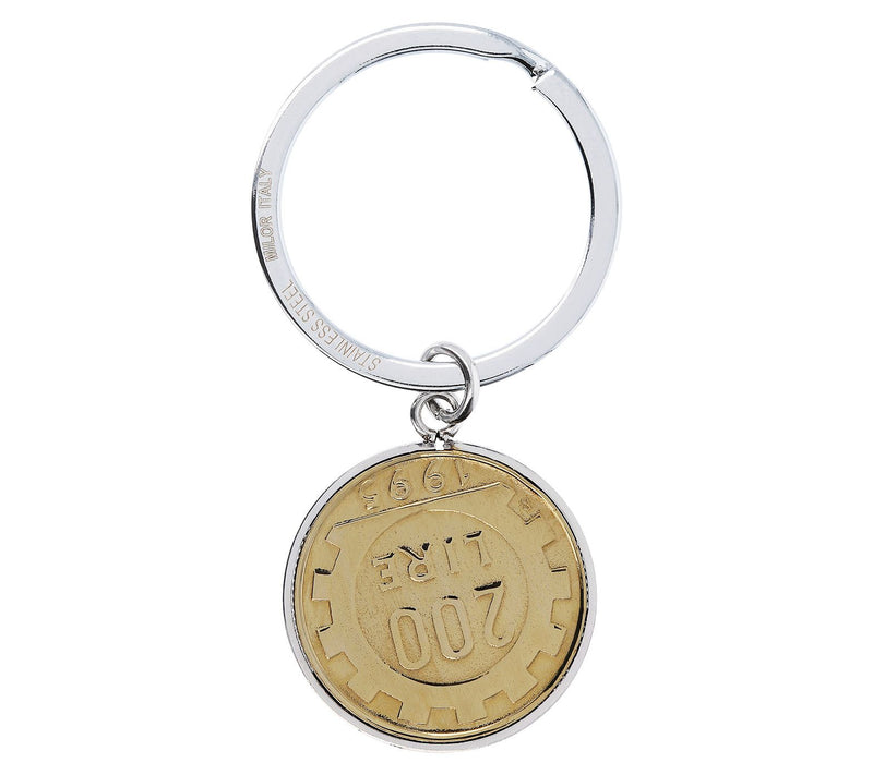 Mistero For Him Two-Tone 200 Lire Coin Key Ring, Stainless — View 4
