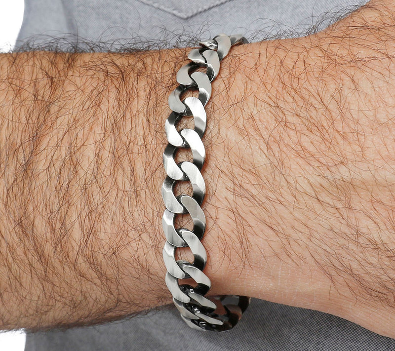 Mistero For Him Antique Finish Curb Link Bracelet, Sterling — View 5