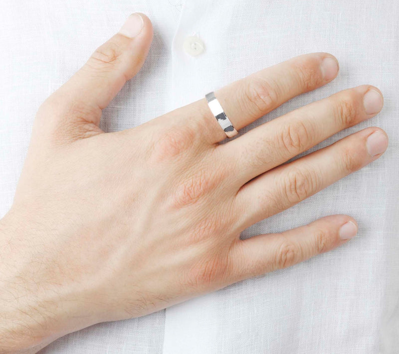 UltraFine Silver Men's Diamond-Cut Edge Band Ri ng — View 6