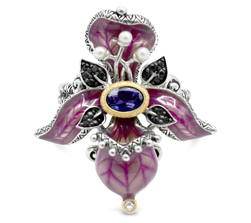 Barbara Bixby Sterling Silver and 18K Gold Orch id Ring — Main view