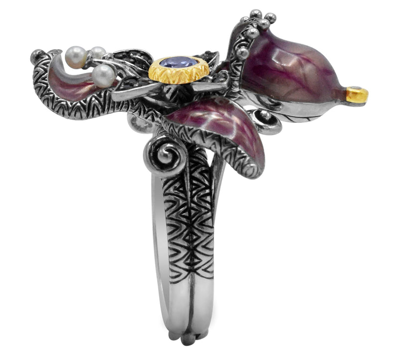 Barbara Bixby Sterling Silver and 18K Gold Orch id Ring — View 4