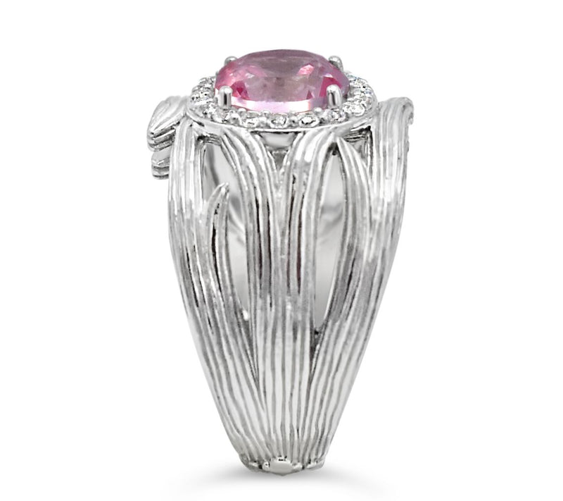 Ariva Sterling Silver Pink & White Topaz Silk Wrap Ring — View 3