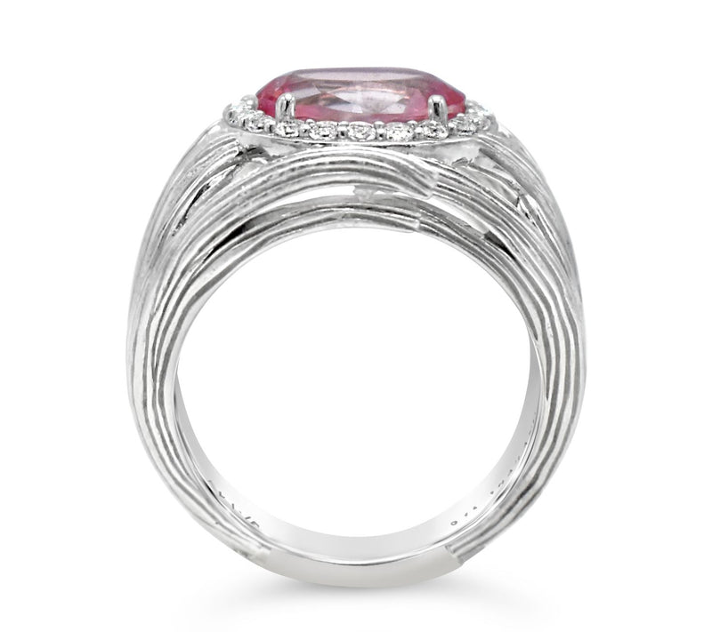 Ariva Sterling Silver Pink & White Topaz Silk Wrap Ring — View 2