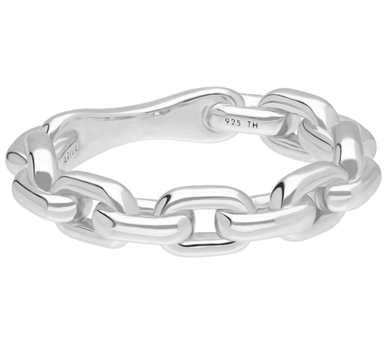 Ariva Sterling Silver Polished Oval Link Band R ing — Main view