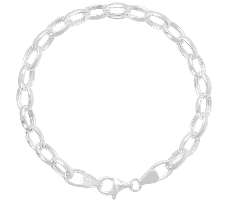 UltraFine Silver Polished Oval Rolo Link Bracelet, 6.1g — View 3