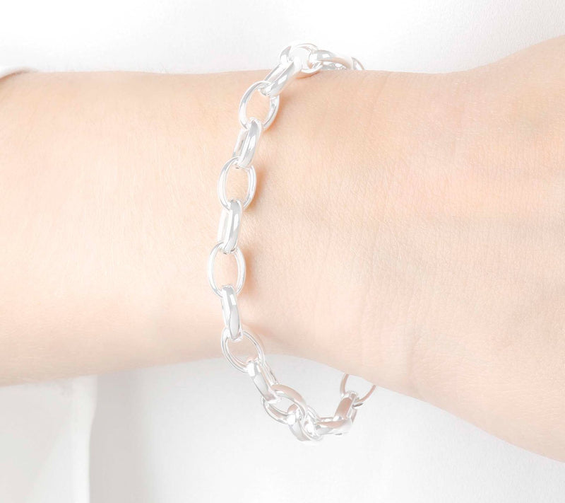 UltraFine Silver Polished Oval Rolo Link Bracelet, 6.1g — View 7