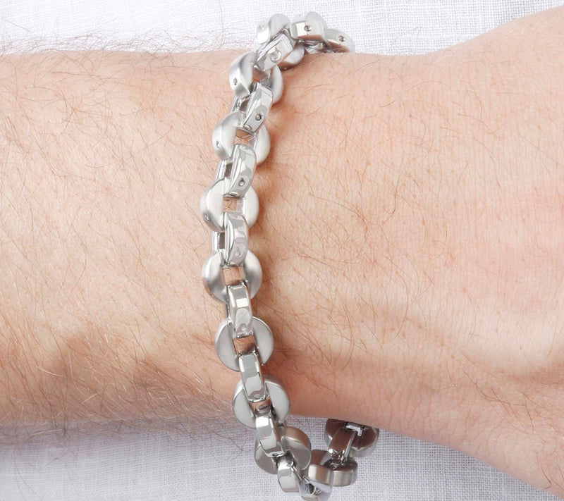 Mistero For Him Polished & Satin Link Bracelet — View 5