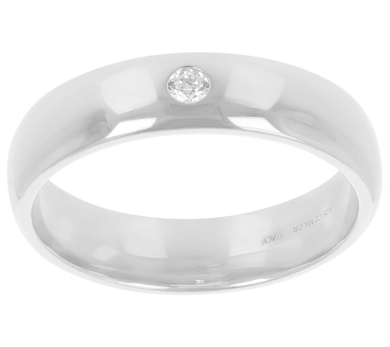 Diamonique x Italian Silver Men's PolishedBand Ring — Main view