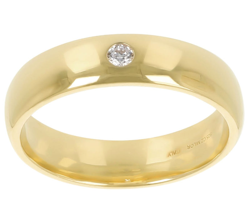 Diamonique x Italian Silver Men's PolishedBand Ring — View 5