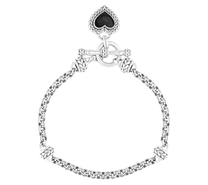 Tiffany Kay Studio Sterling Herringbone Onyx He art Bracelet — View 2