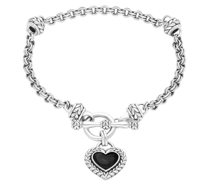 Tiffany Kay Studio Sterling Herringbone Onyx He art Bracelet — Main view