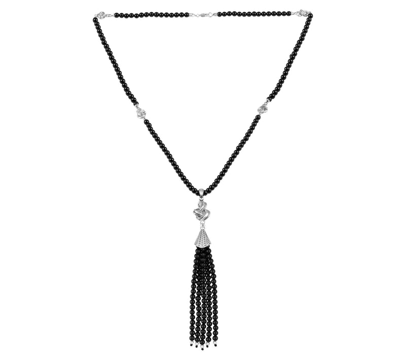Tiffany Kay Studio Onyx Herringbone Tassel Pendant w/ Chain — View 4