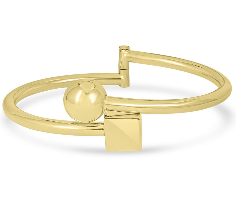 Steel by Design Bead & Cube Hinge Bangle — View 7