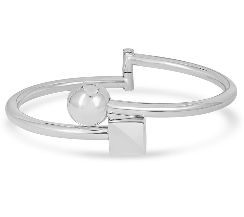 Steel by Design Bead & Cube Hinge Bangle — View 5