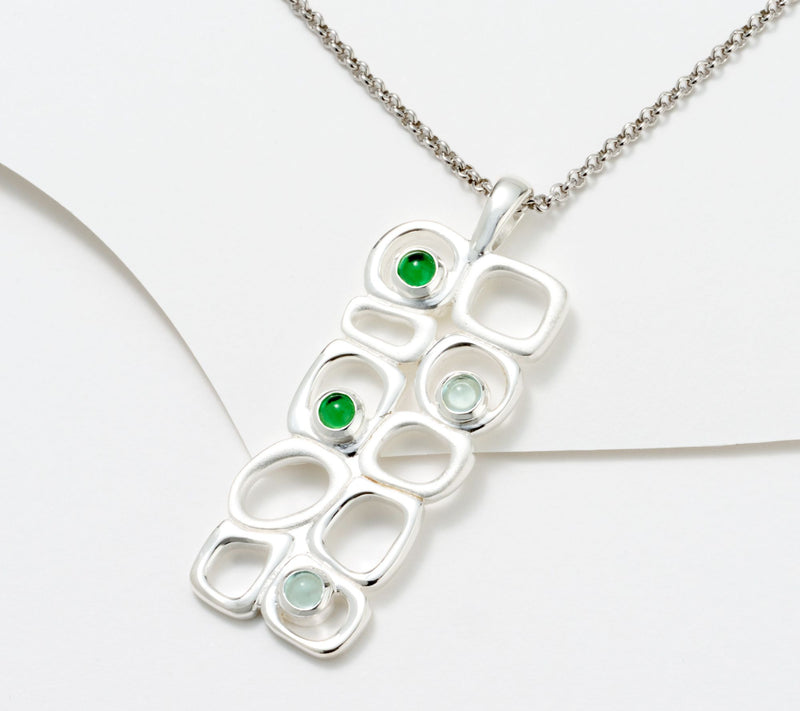 Solvar Sterling Silver Cobblestone Drop Pendant and 18" Chain — Main view