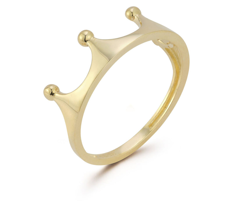 Luminosa Gold Polished Crown Band Ring, 14K — View 4