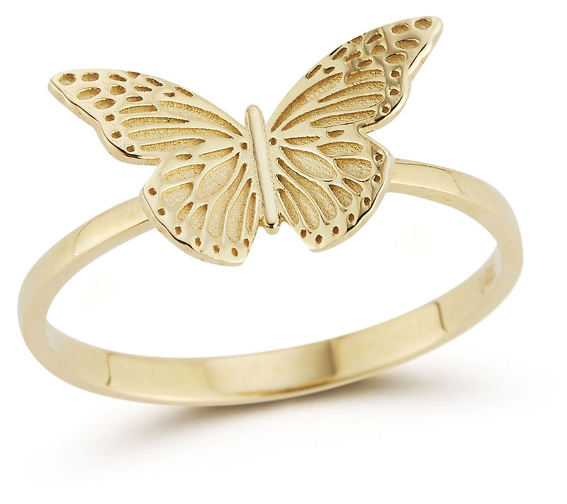 Luminosa Gold 3D Textured Butterfly Ring, 14K — View 3