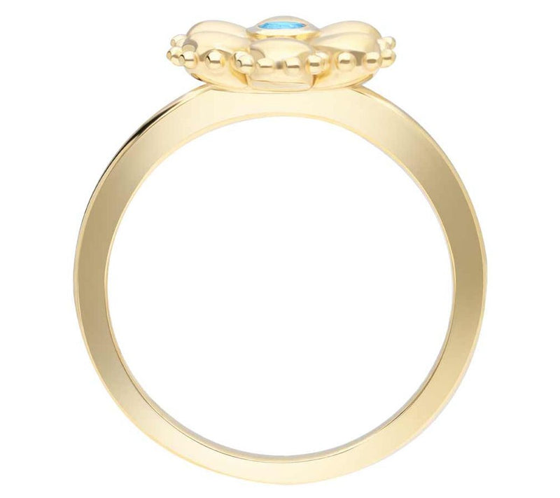 Elyse Ryan 14K Gold Clad Blue Topaz Flower Ring — View 2