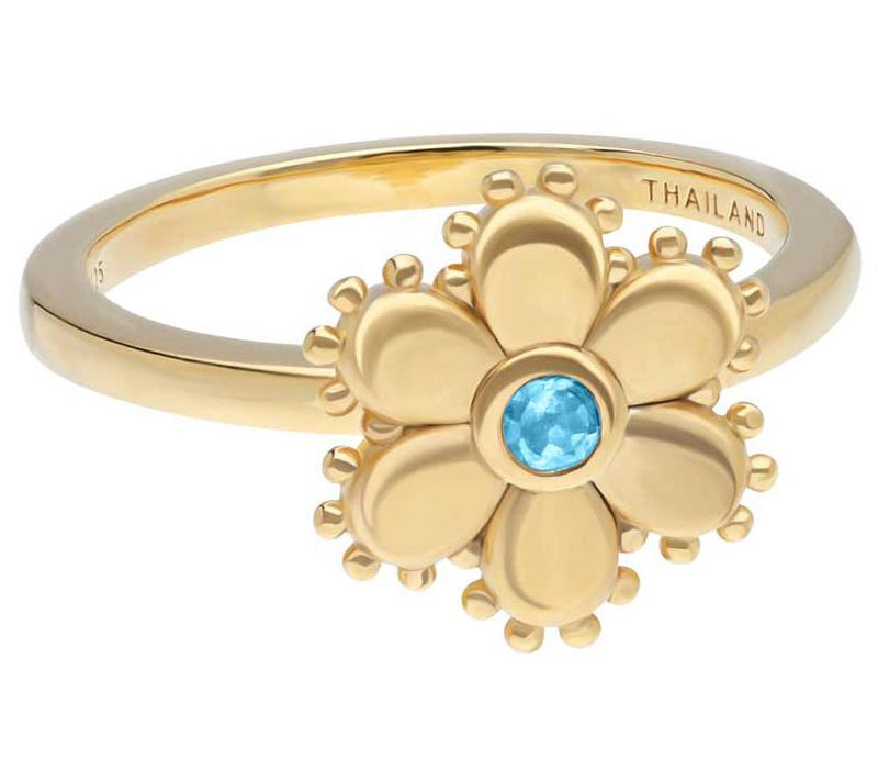 Elyse Ryan 14K Gold Clad Blue Topaz Flower Ring — Main view