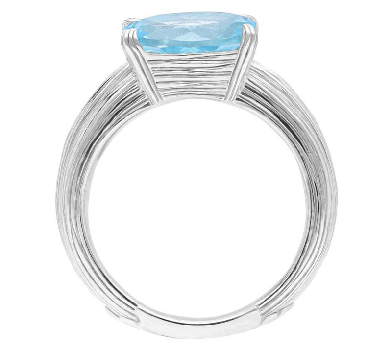 Ariva Sterling Silver 5.40 cttw Blue Topaz Textured Ring — View 2