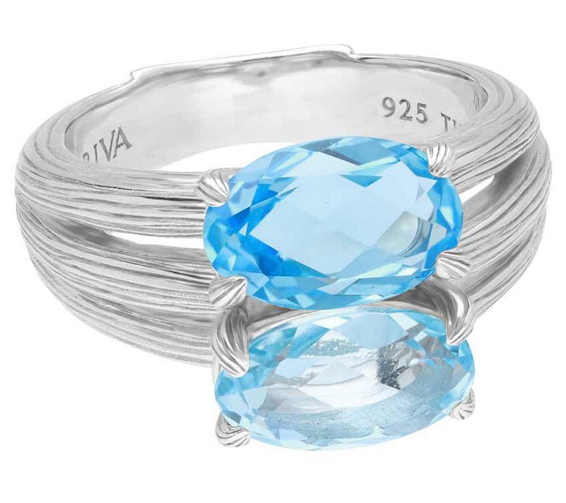 Ariva Sterling Silver 5.40 cttw Blue Topaz Textured Ring — Main view