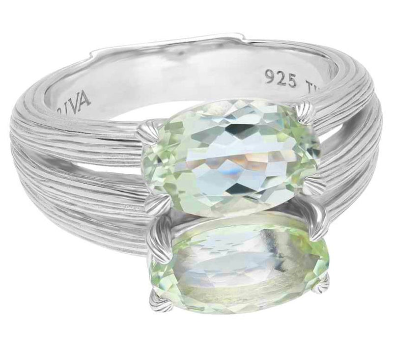 Ariva Sterling Silver 4.10 cttw Mint Quartz Textured Ring — Main view