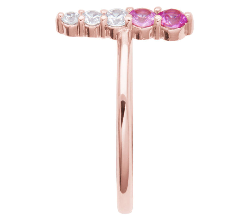 Diamonique & Created Pink Sapphire Ring, 18K Rose Clad — View 6