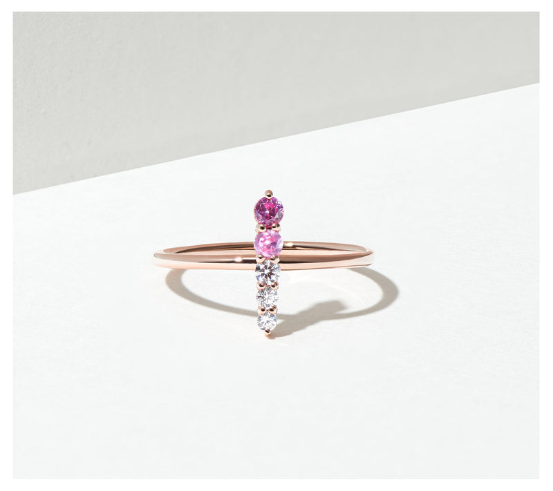 Diamonique & Created Pink Sapphire Ring, 18K Rose Clad — View 9