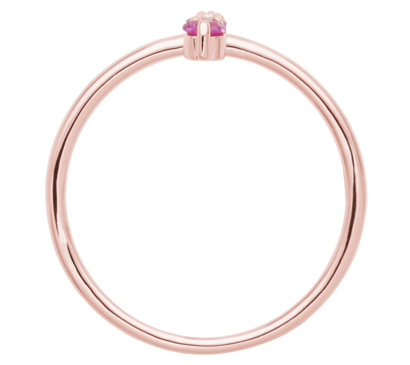 Diamonique & Created Pink Sapphire Ring, 18K Rose Clad — View 5