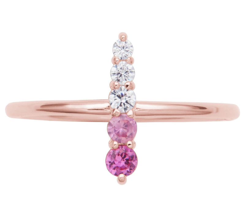Diamonique & Created Pink Sapphire Ring, 18K Rose Clad — View 4