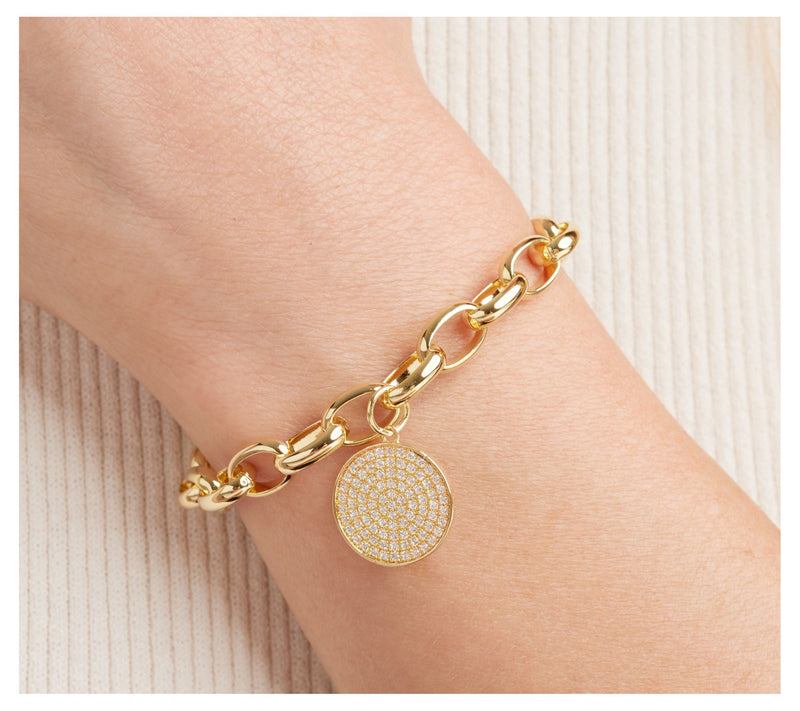 Diamonique Oval Link Charm Bracelet — View 5