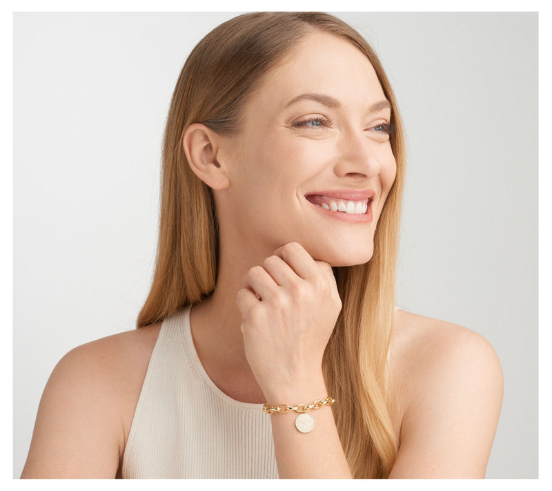 Diamonique Oval Link Charm Bracelet — View 6