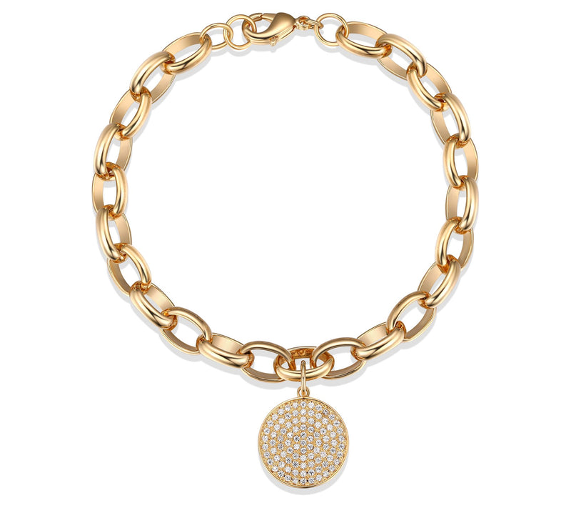 Diamonique Oval Link Charm Bracelet — Main view
