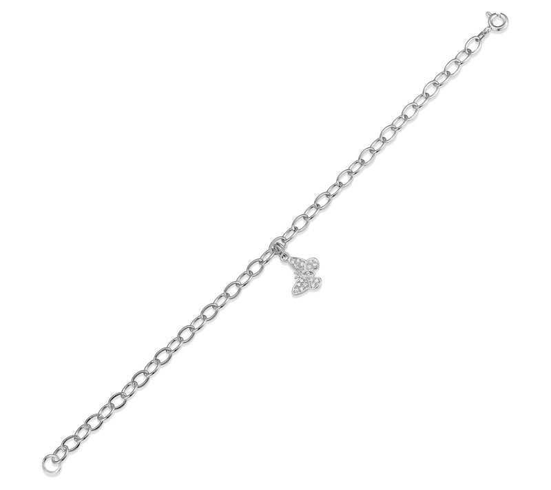 Diamonique Butterfly Charm Bracelet, Sterling Silver — View 4