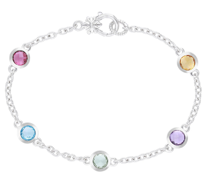 Ariva Sterling Silver Gemstone Station Bracelet — Main view