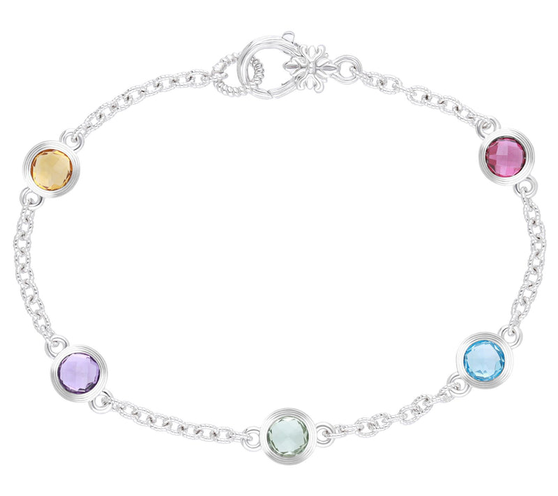 Ariva Sterling Silver Gemstone Station Bracelet — View 2