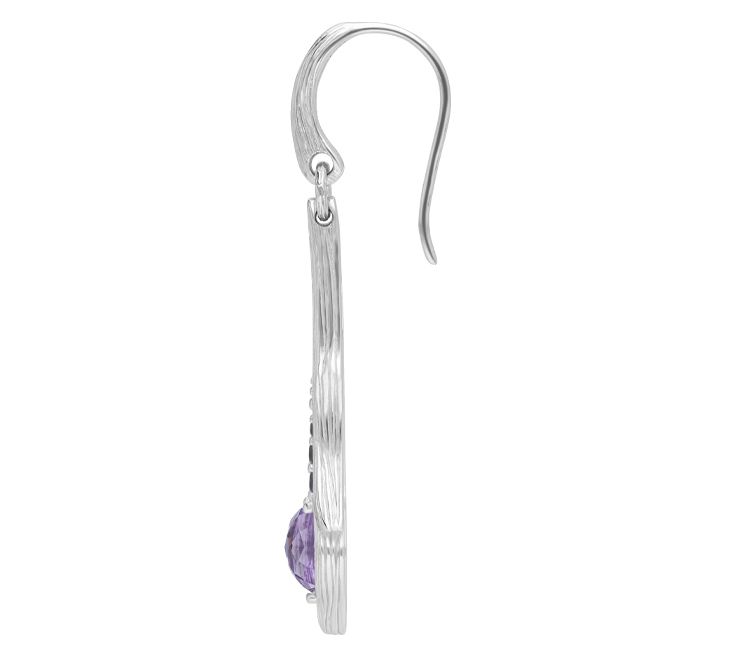 Ariva Sterling Silver Amethyst & Black Sapphire Drop Earrings — View 4