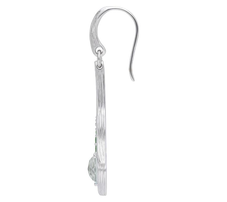 Ariva Sterling Silver Mint Quartz & Tsavorite Drop Earrings — View 4