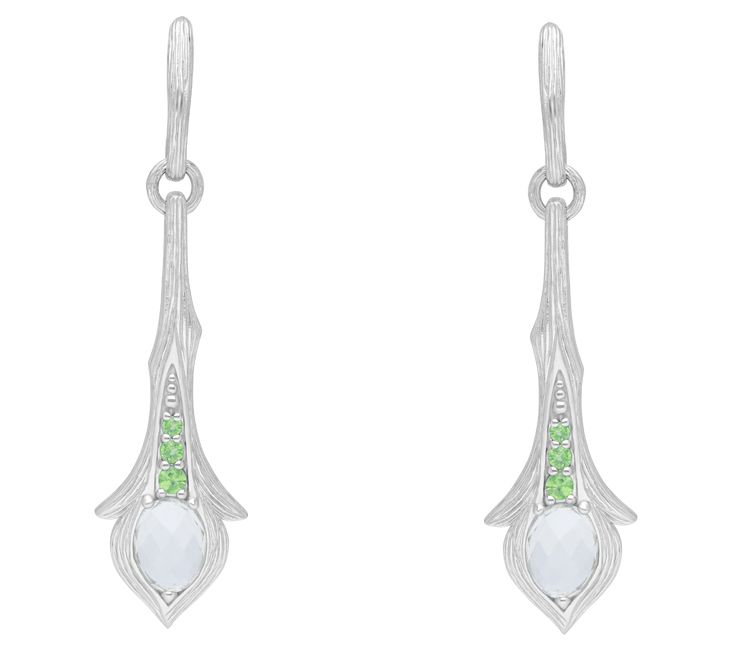 Ariva Sterling Silver Mint Quartz & Tsavorite Drop Earrings — Main view