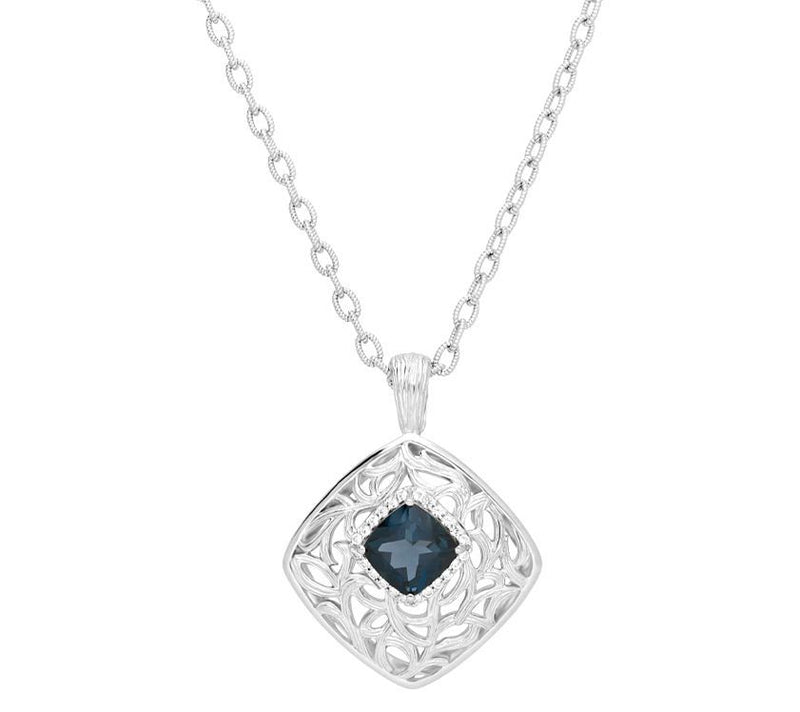 Ariva Sterling Silver London Blue Topaz Vine Pendant w/ Chain — View 3