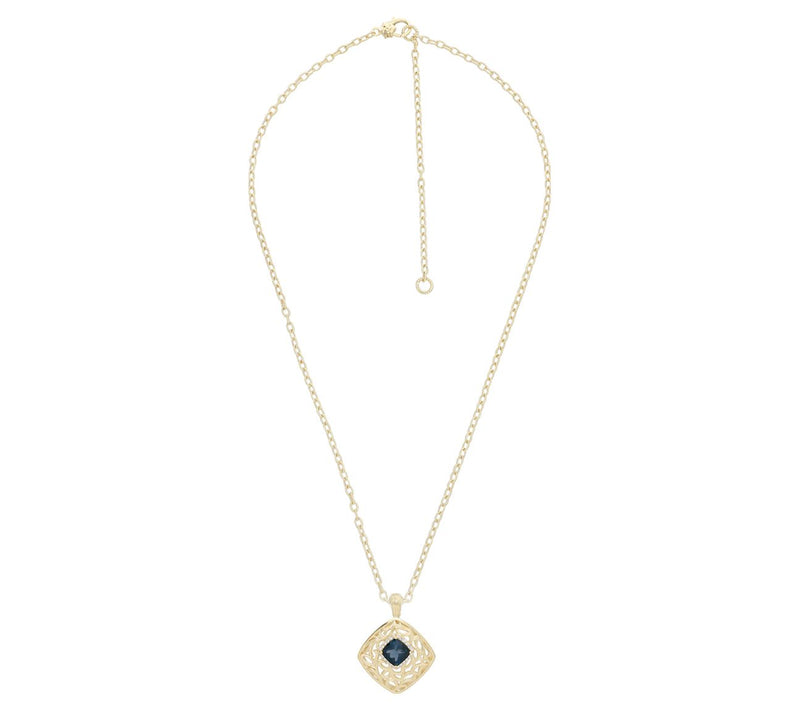 Ariva Silver 18K Clad Blue Topaz Silk Vine Pend ant w/ Chain — View 4