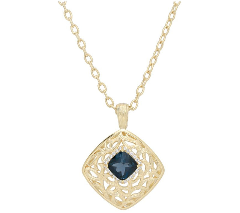 Ariva Silver 18K Clad Blue Topaz Silk Vine Pend ant w/ Chain — Main view